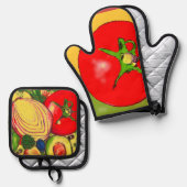 Oven Mitt und Pot Holder Ofenhandschuh & Topflappen-Set (Vorderseite/Rückseite)