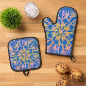 Oven Mitt und Pot Holder Ofenhandschuh & Topflappen-Set (Oben Unten)