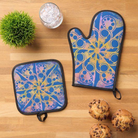 Oven Mitt und Pot Holder Ofenhandschuh & Topflappen-Set (Oben Unten)