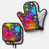 Oven Mitt und Pot Holder Ofenhandschuh & Topflappen-Set (Vorderseite/Rückseite)