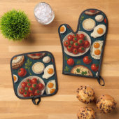 Oven Mitt und Pot Holder Ofenhandschuh & Topflappen-Set (Oben Unten)