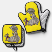 Oven Mitt und Pot Holder Ofenhandschuh & Topflappen-Set (Vorderseite/Rückseite)