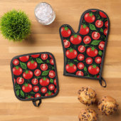 Oven Mitt und Pot Holder Ofenhandschuh & Topflappen-Set (Oben Unten)