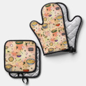 Oven Mitt und Pot Holder Ofenhandschuh & Topflappen-Set (Vorderseite/Rückseite)
