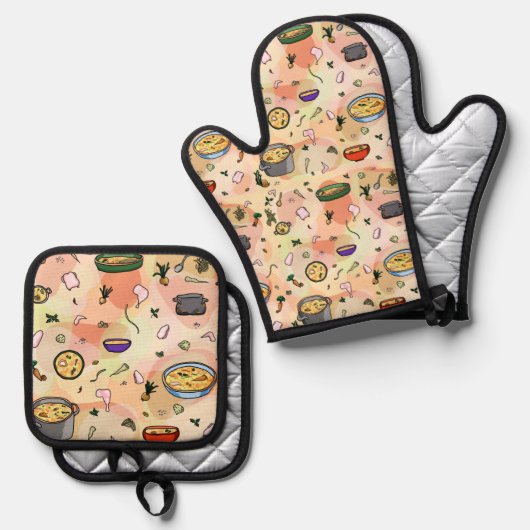 Oven Mitt und Pot Holder Ofenhandschuh & Topflappen-Set (Vorderseite/Rückseite)