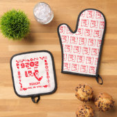Oven Mitt und Pot Holder Ofenhandschuh & Topflappen-Set (Oben Unten)