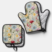 Oven Mitt und Pot Holder Ofenhandschuh & Topflappen-Set (Vorderseite/Rückseite)