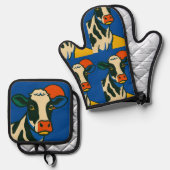 Oven Mitt und Pot Holder Ofenhandschuh & Topflappen-Set (Vorderseite/Rückseite)