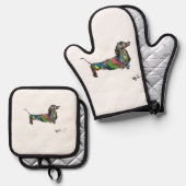 Oven Mitt und Pot Holder Ofenhandschuh & Topflappen-Set (Vorderseite/Rückseite)