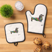 Oven Mitt und Pot Holder Ofenhandschuh & Topflappen-Set (Oben Unten)