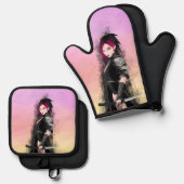 Oven Mitt und Pot Holder Ofenhandschuh & Topflappen-Set (Vorderseite/Rückseite)