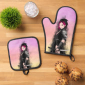 Oven Mitt und Pot Holder Ofenhandschuh & Topflappen-Set (Oben Unten)