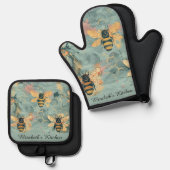 Oven Mitt und Pot Holder Ofenhandschuh & Topflappen-Set (Vorderseite/Rückseite)