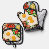Oven Mitt und Pot Holder Ofenhandschuh & Topflappen-Set (Vorderseite/Rückseite)