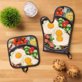 Oven Mitt und Pot Holder Ofenhandschuh & Topflappen-Set (Oben Unten)
