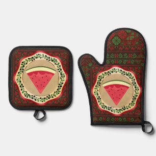 Oven Mitt und Pot Holder Ofenhandschuh & Topflappen-Set
