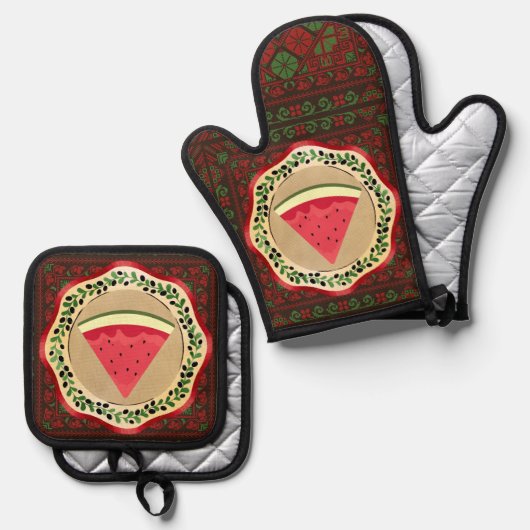 Oven Mitt und Pot Holder Ofenhandschuh & Topflappen-Set (Vorderseite/Rückseite)