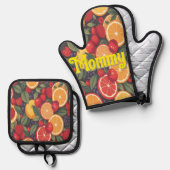 Oven Mitt und Pot Holder Ofenhandschuh & Topflappen-Set (Vorderseite/Rückseite)