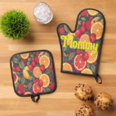 Oven Mitt und Pot Holder Ofenhandschuh & Topflappen-Set (Oben Unten)