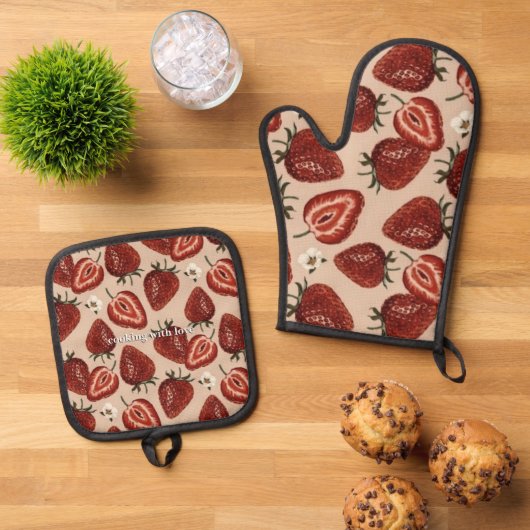 Oven Mitt und Pot Holder Ofenhandschuh & Topflappen-Set (Oben Unten)