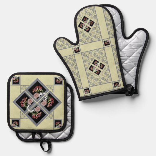 Oven Mitt und Pot Holder Ofenhandschuh & Topflappen-Set (Vorderseite/Rückseite)
