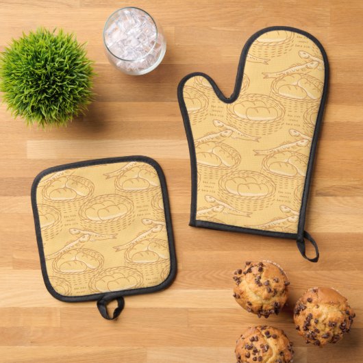 Oven Mitt und Pot Holder Ofenhandschuh & Topflappen-Set (Oben Unten)