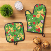 Oven Mitt und Pot Holder Salsa Time Ofenhandschuh & Topflappen-Set (Oben Unten)