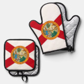 Oven Mitt und Pot Holders mit der Flagge Floridas, Ofenhandschuh & Topflappen-Set (Vorderseite/Rückseite)