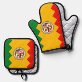 Oven Mitt und Pot Holders mit der Flagge von Los A Ofenhandschuh & Topflappen-Set (Vorderseite/Rückseite)