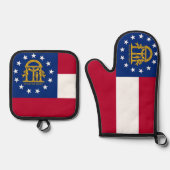 Oven Mitt und Pot Holders mit georgischer Flagge, Ofenhandschuh & Topflappen-Set (Vorderseite)
