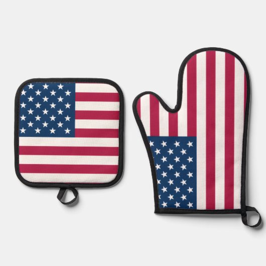Oven Mitt und Pot Holders mit US-Flagge Ofenhandschuh & Topflappen-Set (Vorderseite)
