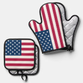 Oven Mitt und Pot Holders mit US-Flagge Ofenhandschuh & Topflappen-Set (Vorderseite/Rückseite)