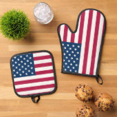 Oven Mitt und Pot Holders mit US-Flagge Ofenhandschuh & Topflappen-Set (Oben Unten)