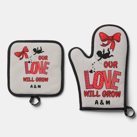 Oven Mitt und Pot Holders O Ofenhandschuh & Topflappen-Set (Vorderseite)