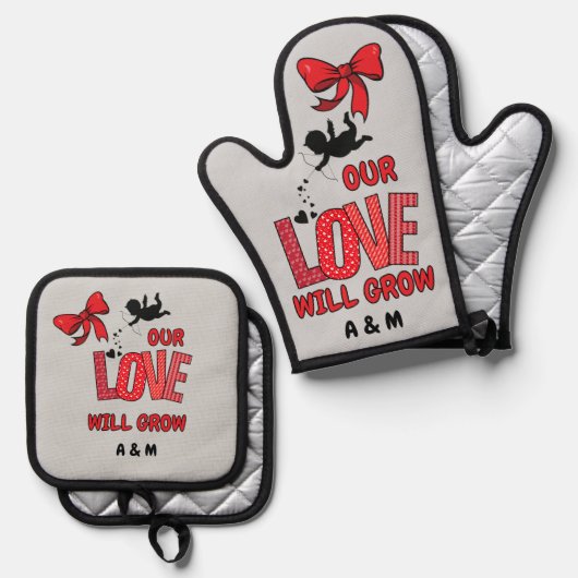 Oven Mitt und Pot Holders O Ofenhandschuh & Topflappen-Set (Vorderseite/Rückseite)