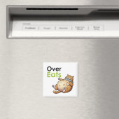 Over Eats - Funny Fat Cat Eating Fish Cartoon Magnet (In Situ (Geschirrspüler))