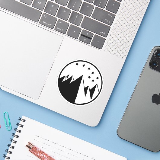 Over Hill Over Dale - B&W Sticker (Laptop mit iPhone)