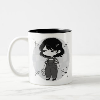 Over It Round Aesthetic Chibi Girl Illustration Zweifarbige Tasse