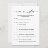 Over oder Under Brautparty Game Card Einladung (Vorderseite)