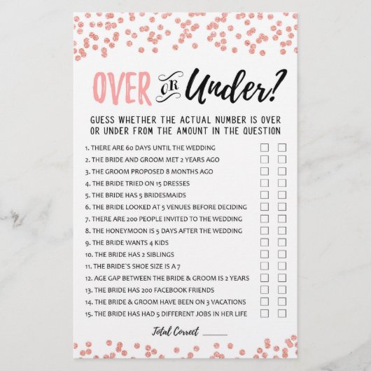 Over oder Under Brautparty oder Hen Party (Vorderseite)