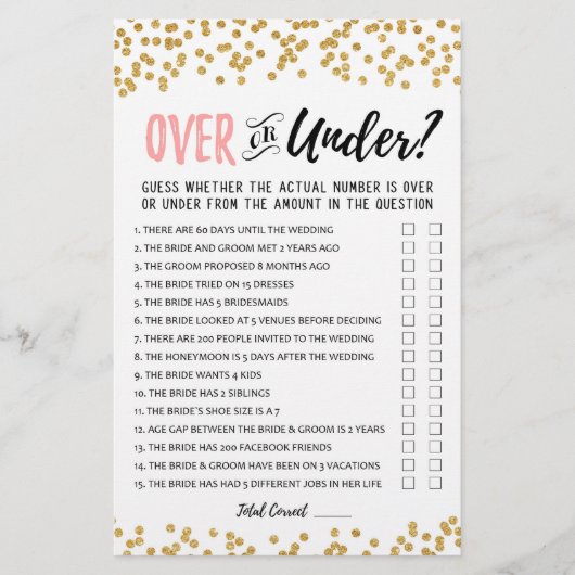 Over oder Under Brautparty oder Hen Party (Vorderseite)