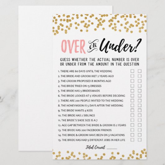 Over oder Under Brautparty oder Hen Party (Vorne/Hinten)