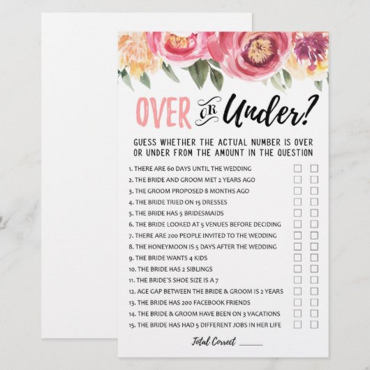 Over oder Under Brautparty oder Hen Party (Vorne/Hinten)