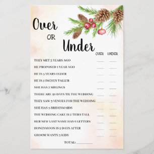 Over oder Under Christmas Brautparty Game Card Flyer