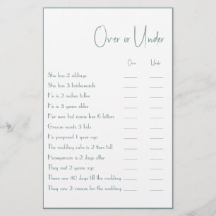 Over oder under Couple Shower Game Flyer