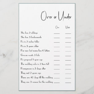 Over oder under Couple Shower Game Flyer