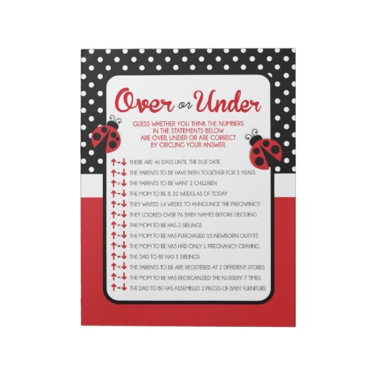 Over oder Under Ladybug Baby Showroom Notizblock (Rotiert)