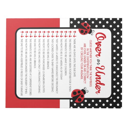 Over oder Under Ladybug Baby Showroom Notizblock (Vorderseite)