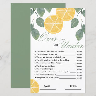 Over oder Under Lemon Brautparty Game