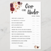 Over oder Under Marsala Brautparty Game Card Flyer (Vorne)